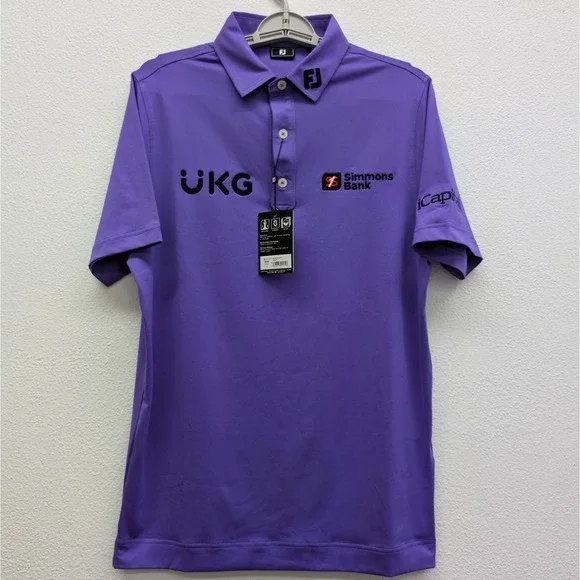 FootJoy Tour‎ Issue Polo Mens Small Purple Performance Golf Embroidered Logos